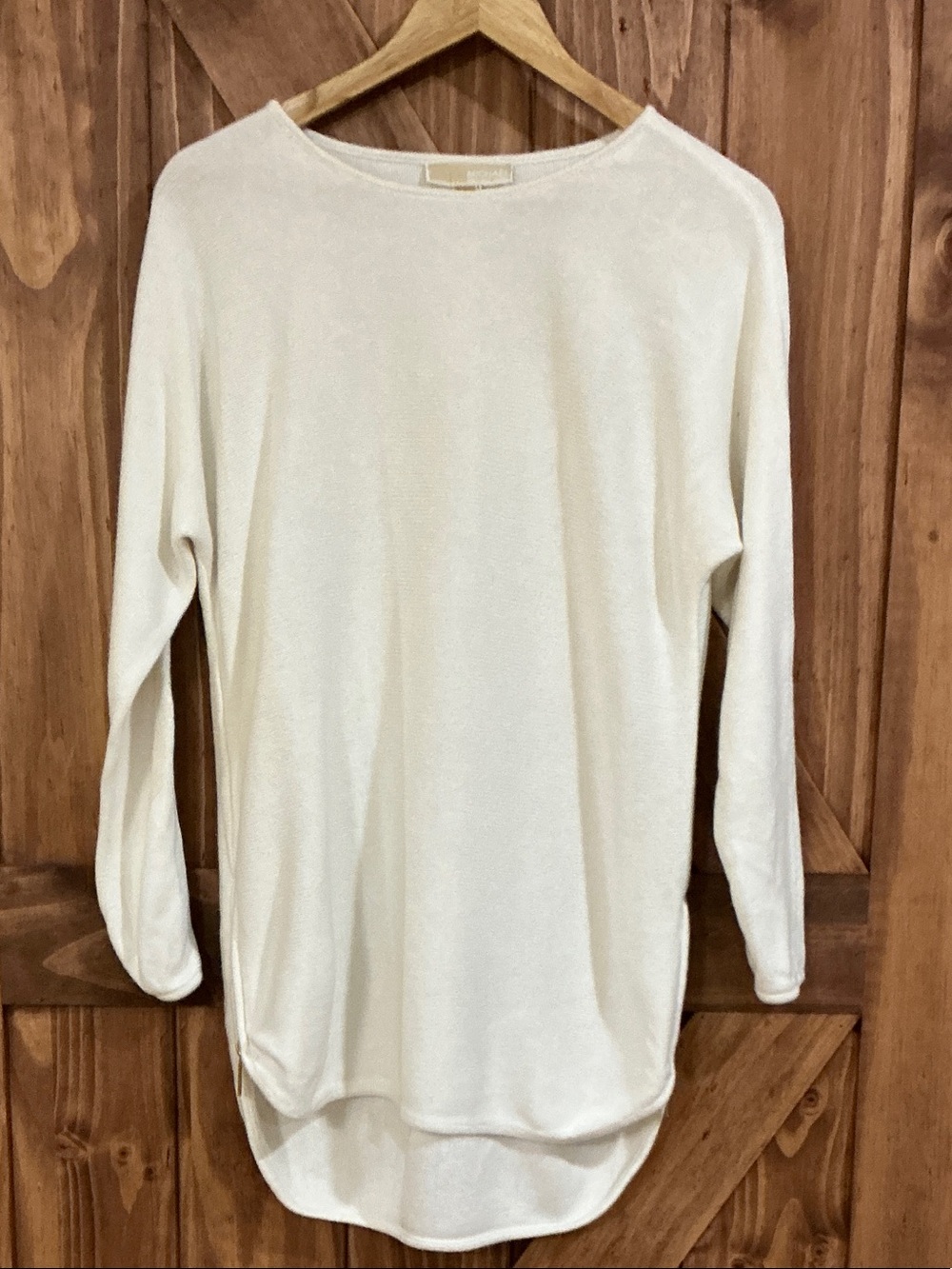 Michael Kors Cream Long Sleeve Boatneck Tunic Top